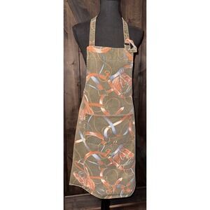 Vintage Equestrian Horse Print Cotton Apron Made in USA Pocket